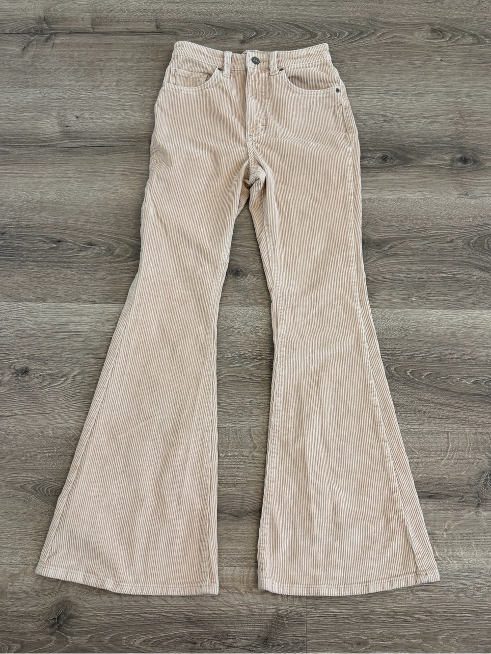 Lee High Rise Flare Corduroy Pants Women’s 27 Cream Beige Bell Bottom